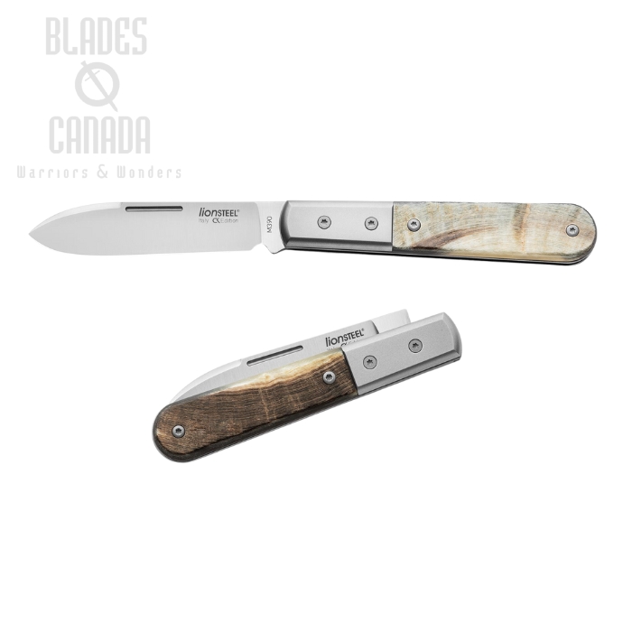 Lion Steel Barlow Roundhead Slipjoint Knife, M390, Ram Horn, CK0111 RM